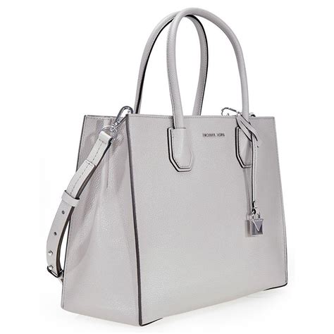 michael kors mercer large leather tote grey with bezel|mercer leather convertible tote.